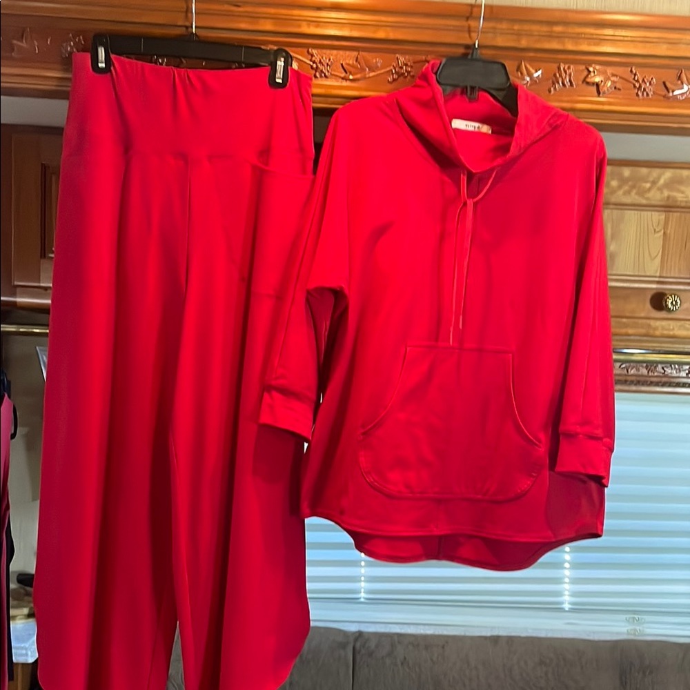 SYMPLI  Red top and Pants Set